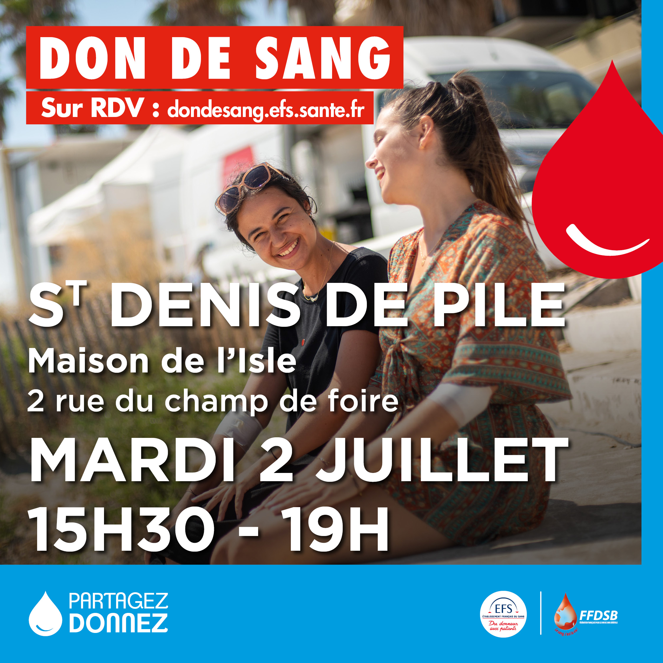 Collecte de SANG à St Denis de Pile le 2 juillet