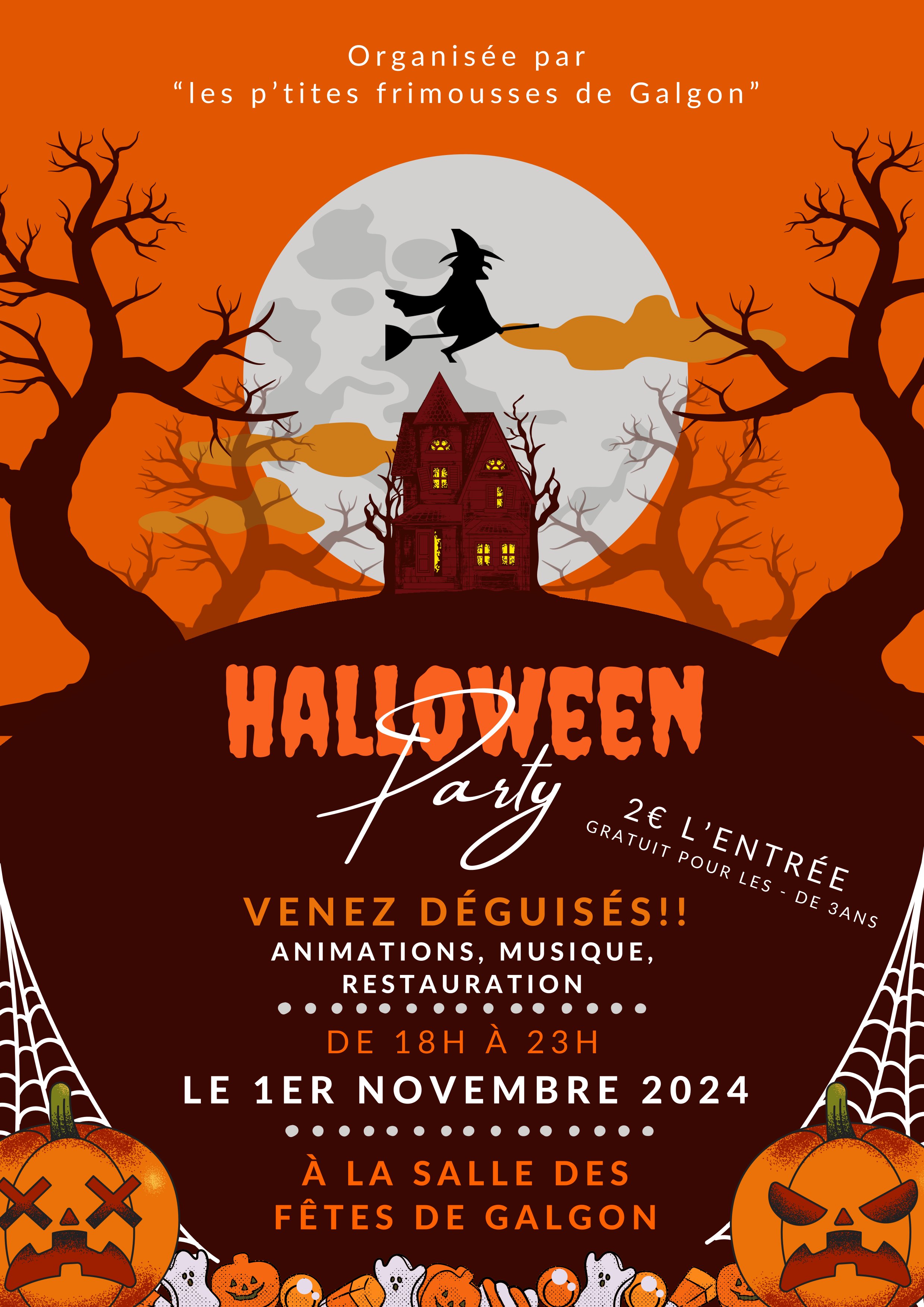 Halloween Party le 1er Novembre 2024 Salle des fêtes de GALGON