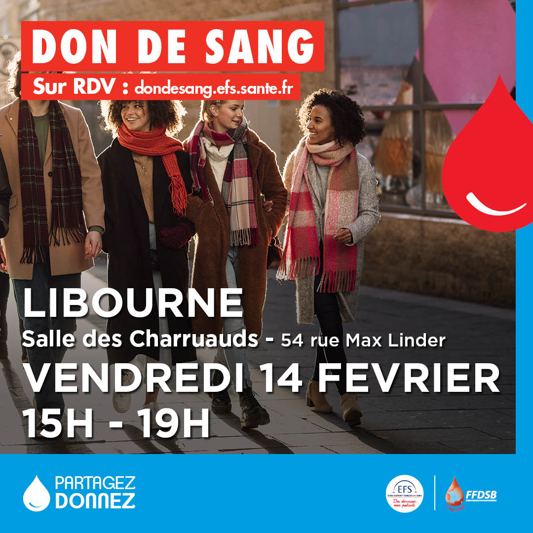 Don du sang à Libourne le 14 février 2025